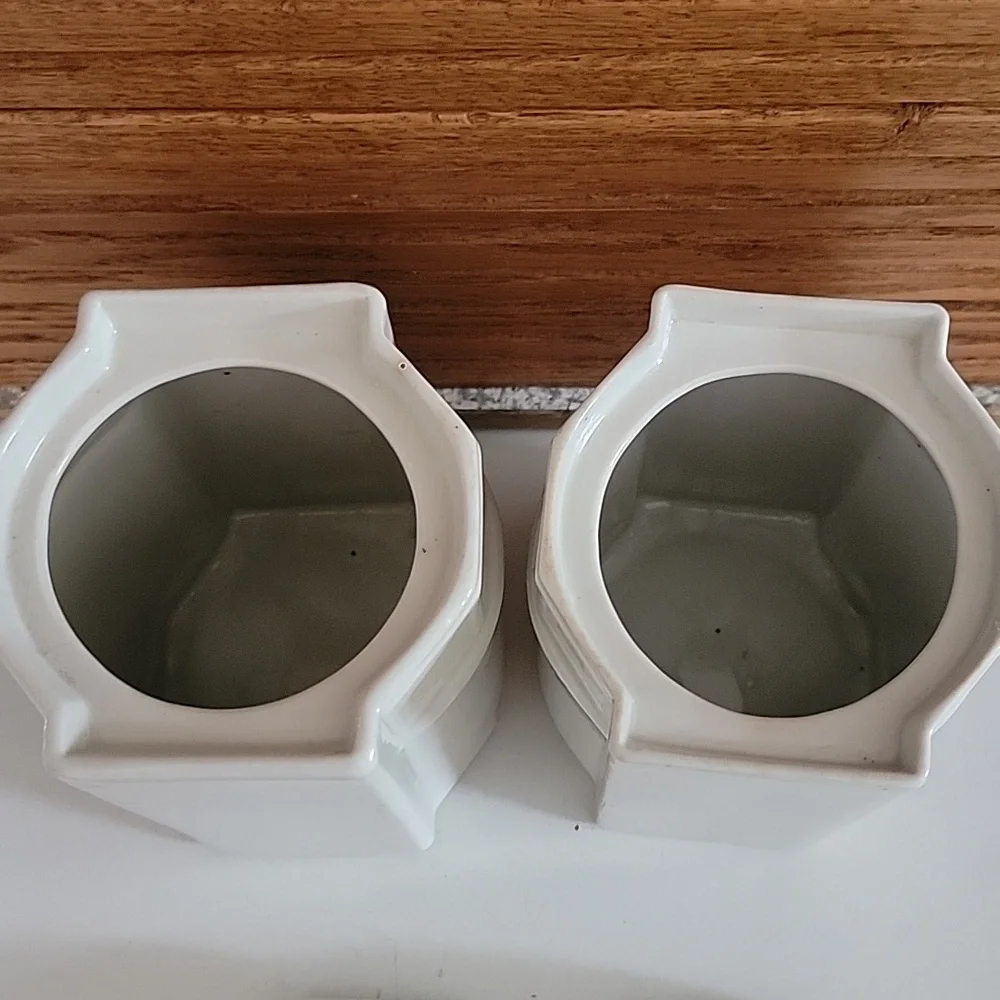 ANTIQUE VINTAGE VICTORIAN Floral Ceramic Canisters OATMEAL RICE LIDS
